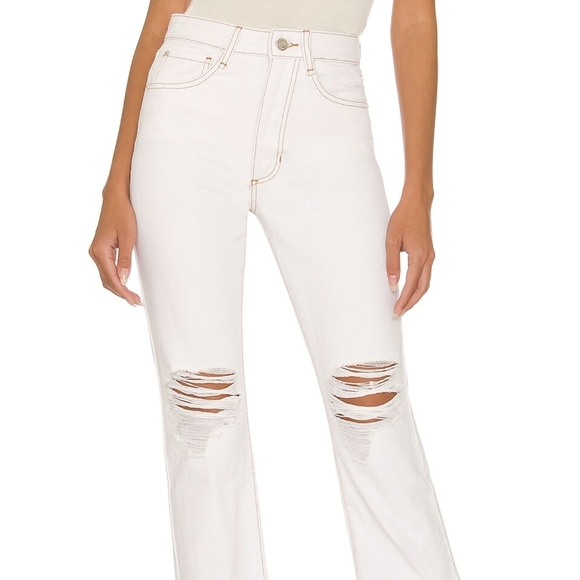 WeWoreWhat Icon Jeans High Rise 100% Cotton Non Stretch Distressed White 28 NWT - Picture 7 of 16
